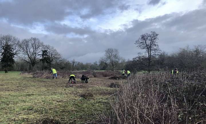 Raking the top meadow